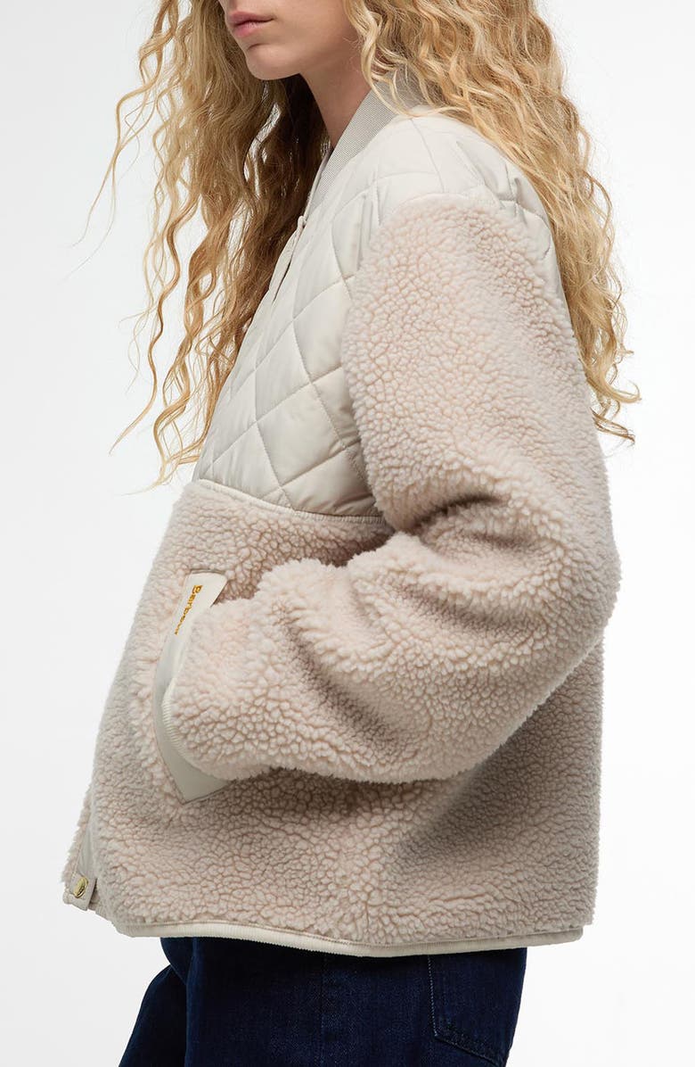 Barbour Wetherby High Pile Fleece Jacket, Alternate, color, Oatmeal/ Silver Cloud