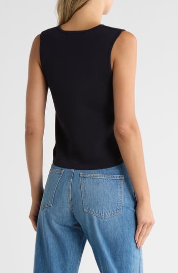 Button Trim Sweater Tank
