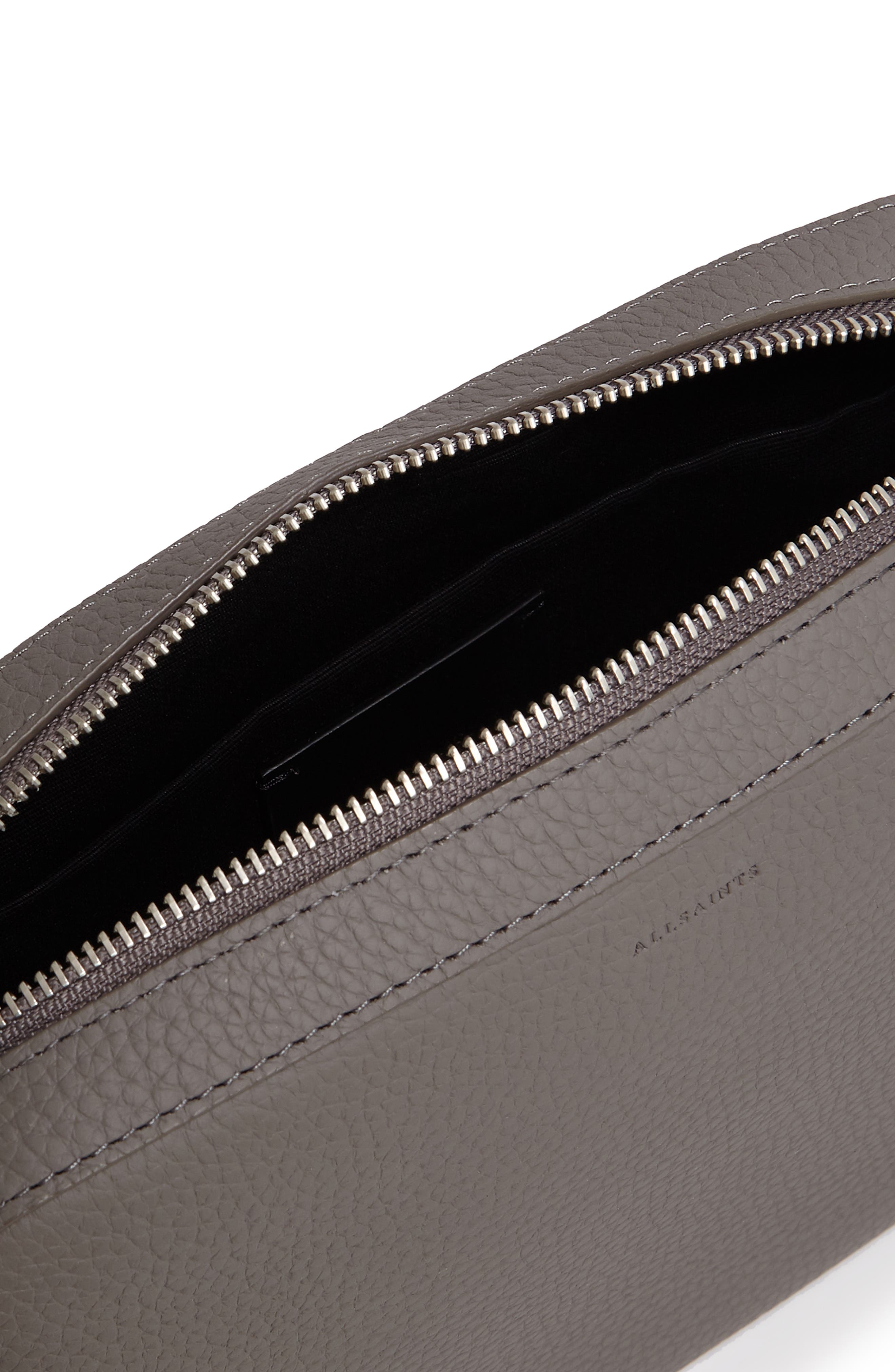 AllSaints Leather Camera Crossbody Bag, Alternate, color, Storm Grey