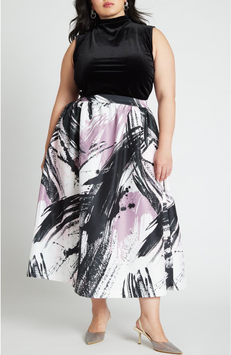 ELOQUII Funnel Neck Velvet Shell, Alternate, color, Deep Wine