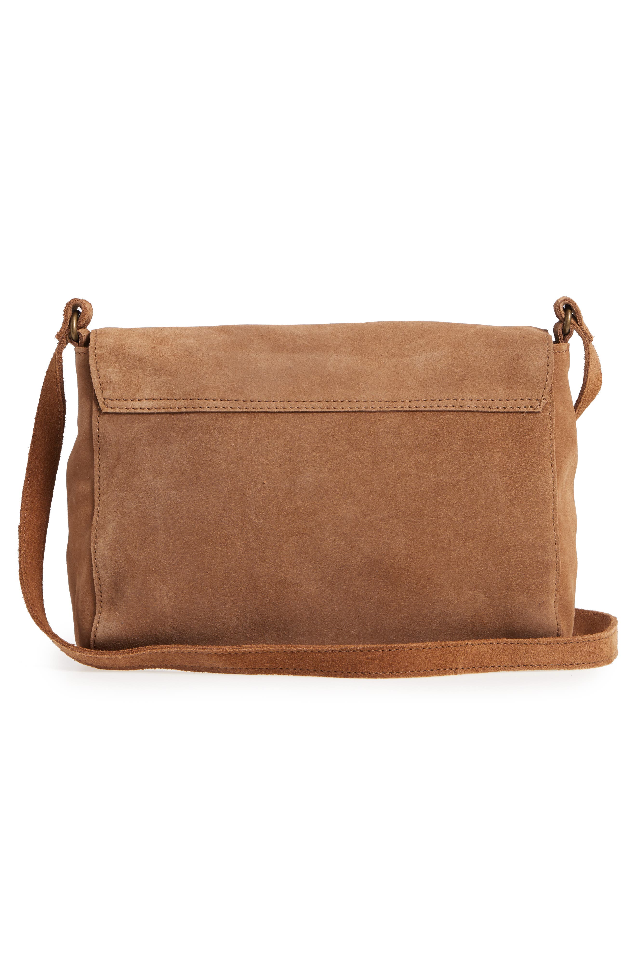 Ten79LA Chevron Fringe Suede Crossbody Bag, Alternate, color, 