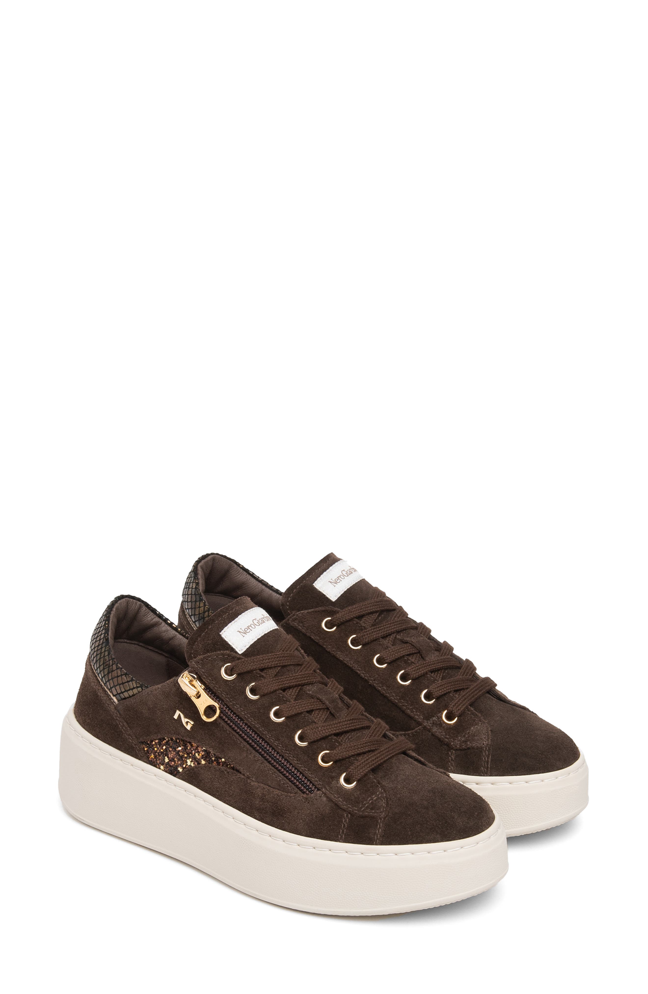 Platform Side Zip Sneaker, Main, color, CHOCOLATE