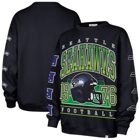 Women's '47  College Navy Seattle Seahawks Go Big Oversized Pullover Sweatshirt