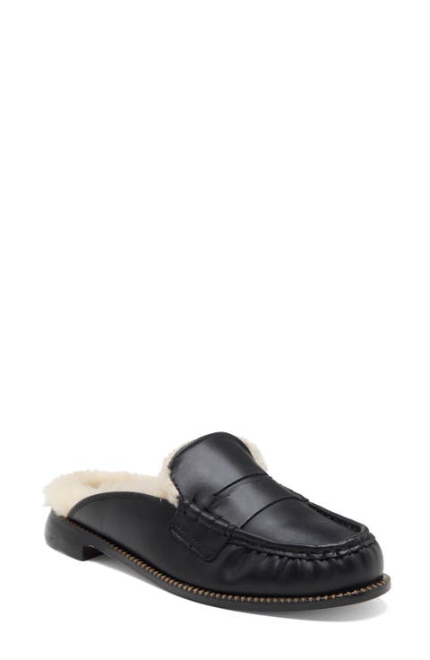Temi Genuine Shearling Leather Flat Mule