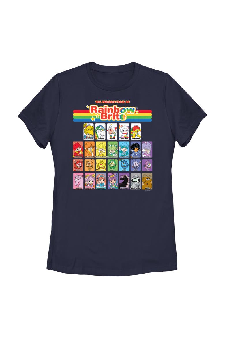 Women's Rainbow Brite Table of Characters  Graphic T-Shirt, Main, color, Navy Blue