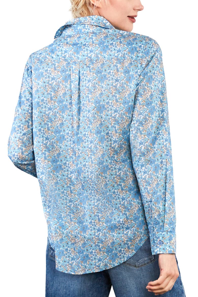 Floral Print Roll Tab Shirt, Alternate, color, COOL BLOOM