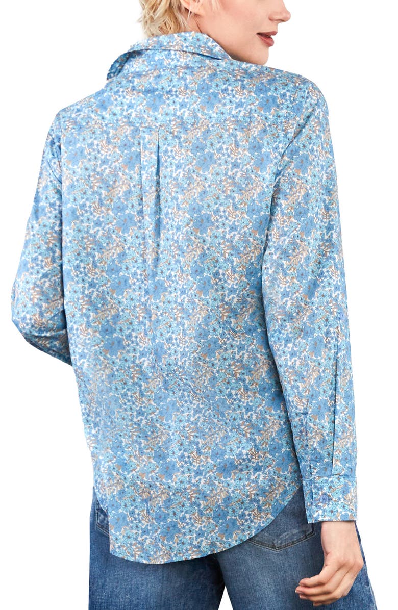 Billy T Floral Print Roll Tab Shirt, Alternate, color, Cool Bloom