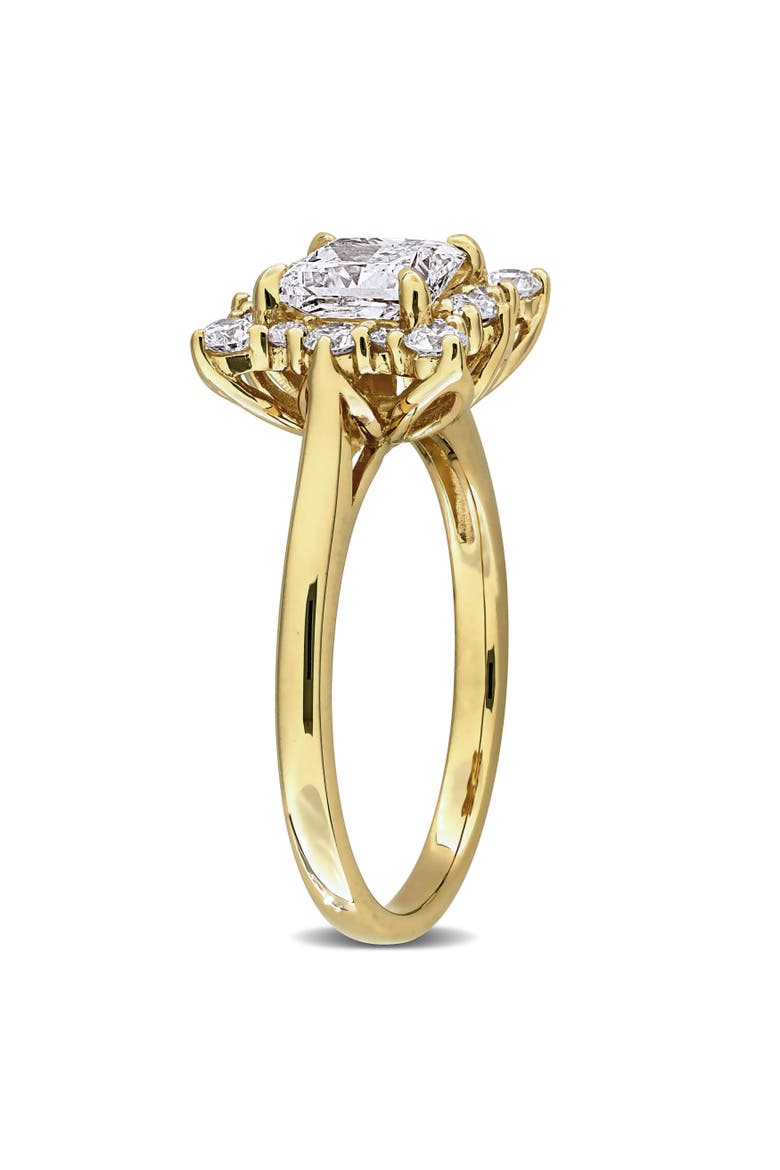 1-1/2 CTW Lab-Grown Diamond Princess Halo Ring 14k, Alternate, color, Yellow Gold