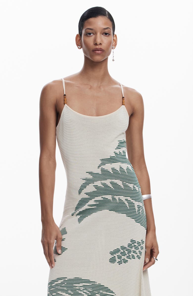 Desigual Palm Jacquard Sweater Dress, Alternate, color, Light Beige