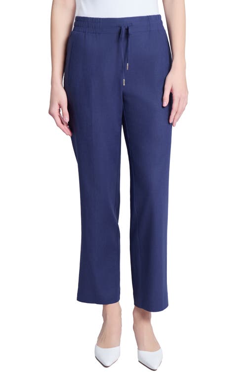 Jones New York Tie Waist Linen Blend Pants In Blue