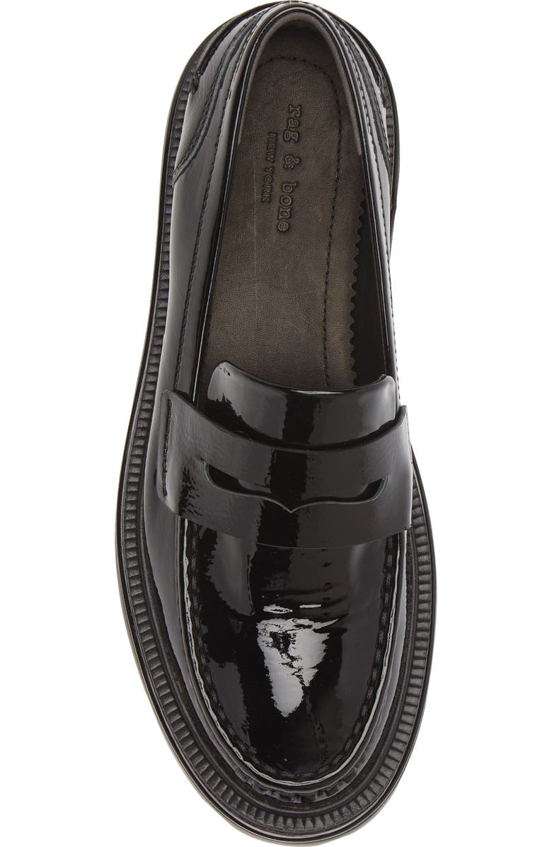 rag & bone Quinn Platform Penny Loafer, Alternate, color, Black Patent