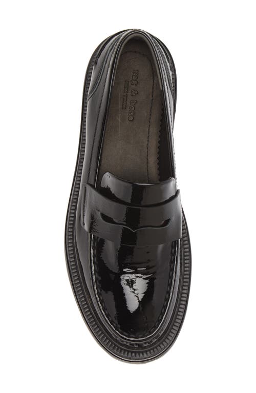 Rag & Bone Quinn Patent-leather Lug-sole Penny Loafers In Black Patent