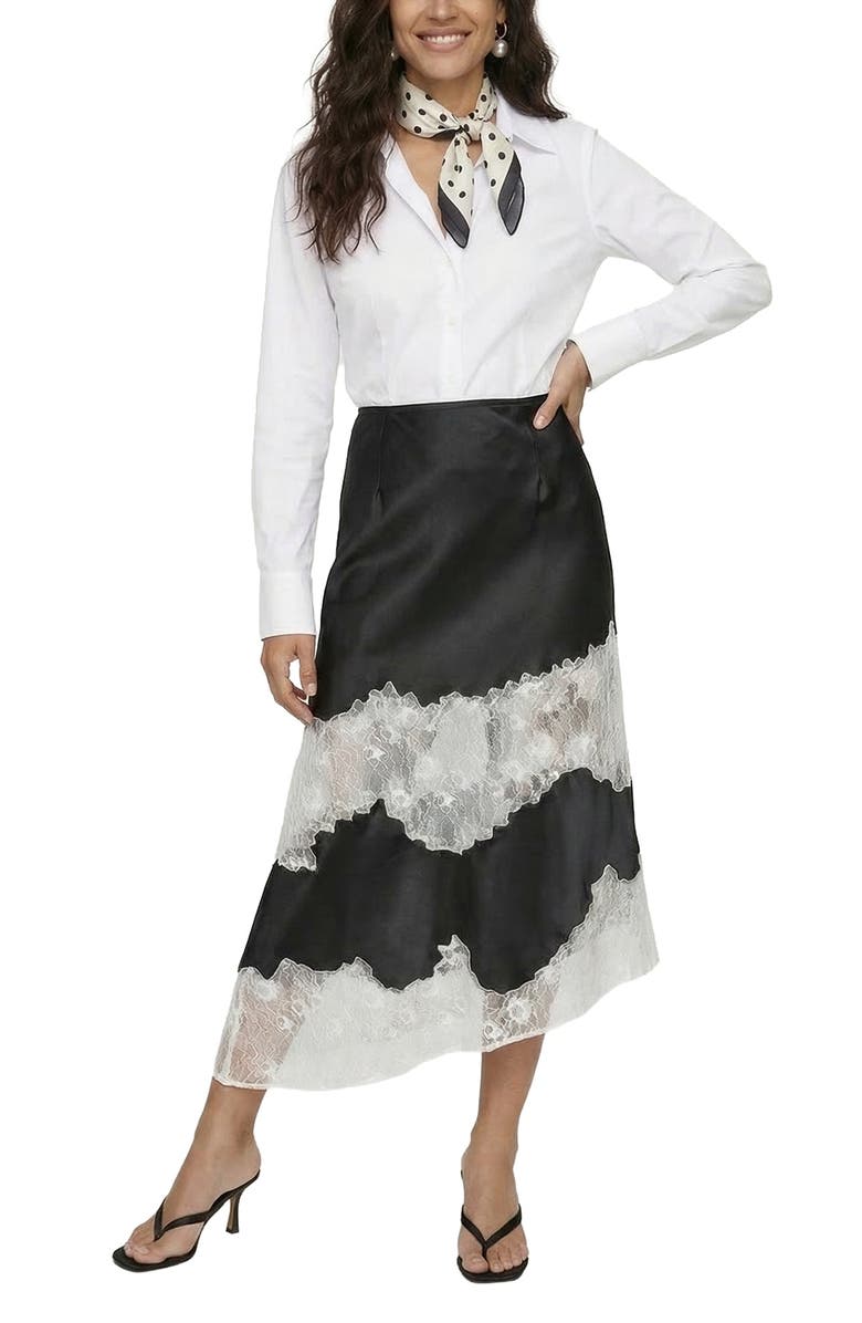 Lily and Lionel London Elenor Lace Insert Midi Skirt, Alternate, color,