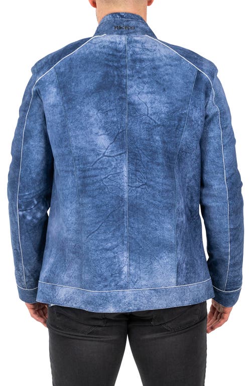 Maceoo Denim Effect Suede Jacket In Blue