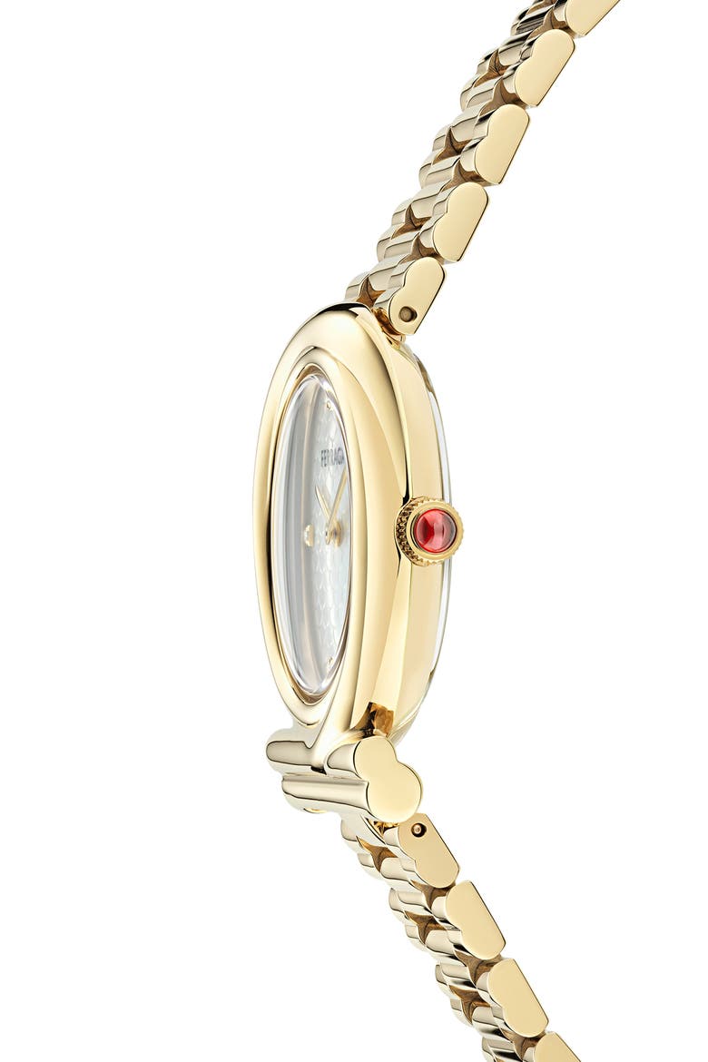 Gancini Twisted Diamond Bracelet Watch, 32mm, Alternate, color, IP YELLOW GOLD