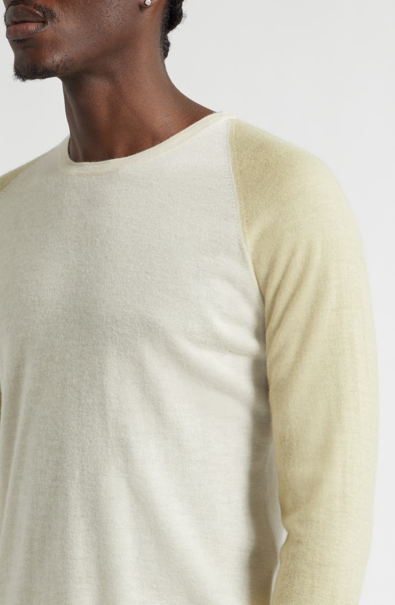FRENCKENBERGER Colorblock Raglan Sleeve Cashmere Sweater, Alternate, color, Chalk/ Faded Beige