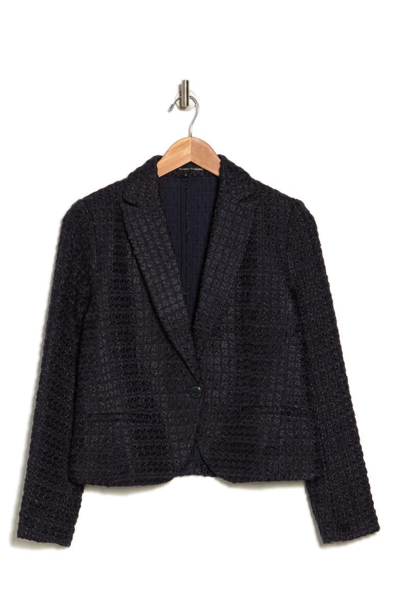 Amanda & Chelsea Peak Lapel Bouclé Blazer, Alternate, color, Navy