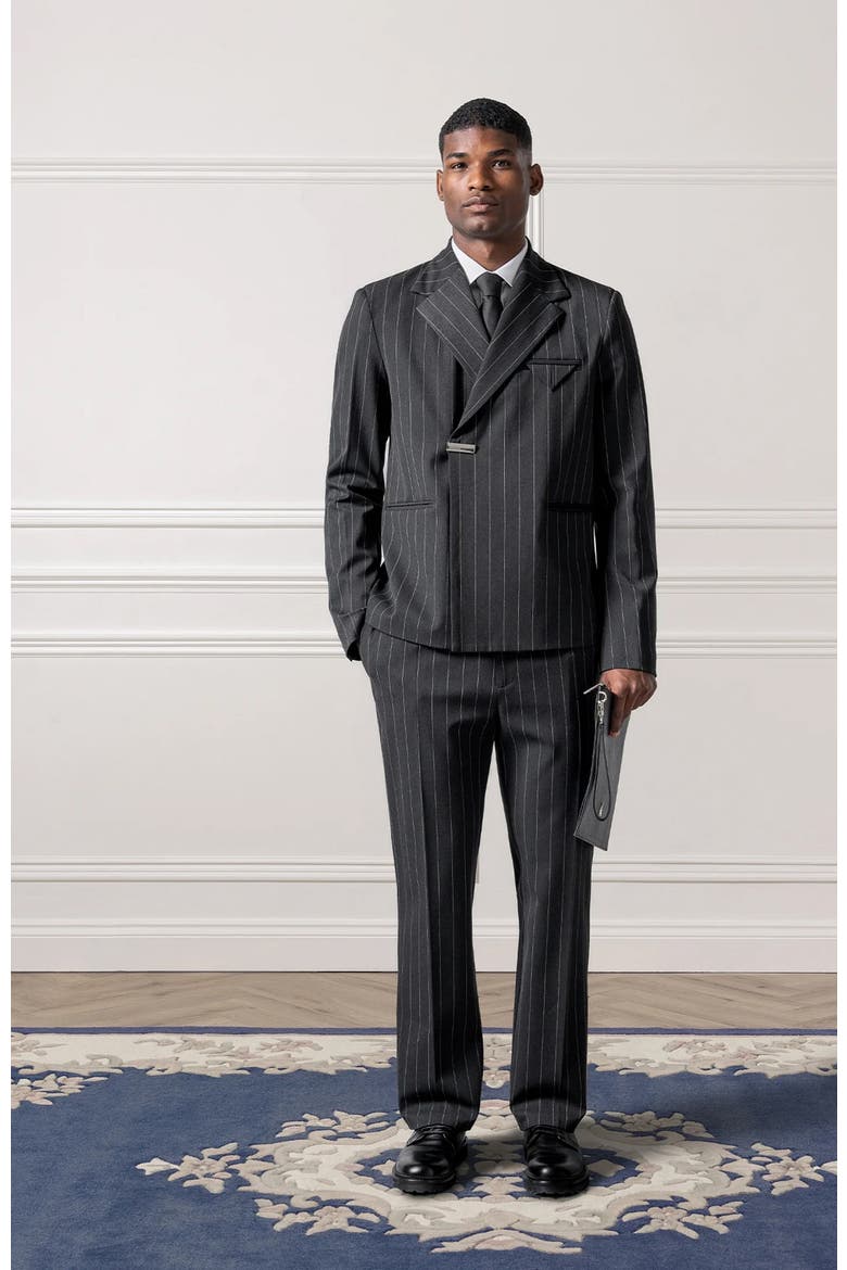Joseph Regular Fit Pinstripe Tailored Trousers, Alternate, color, Grey