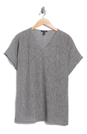 Eileen Fisher V-neck Dolman Sleeve Tunic In Gray