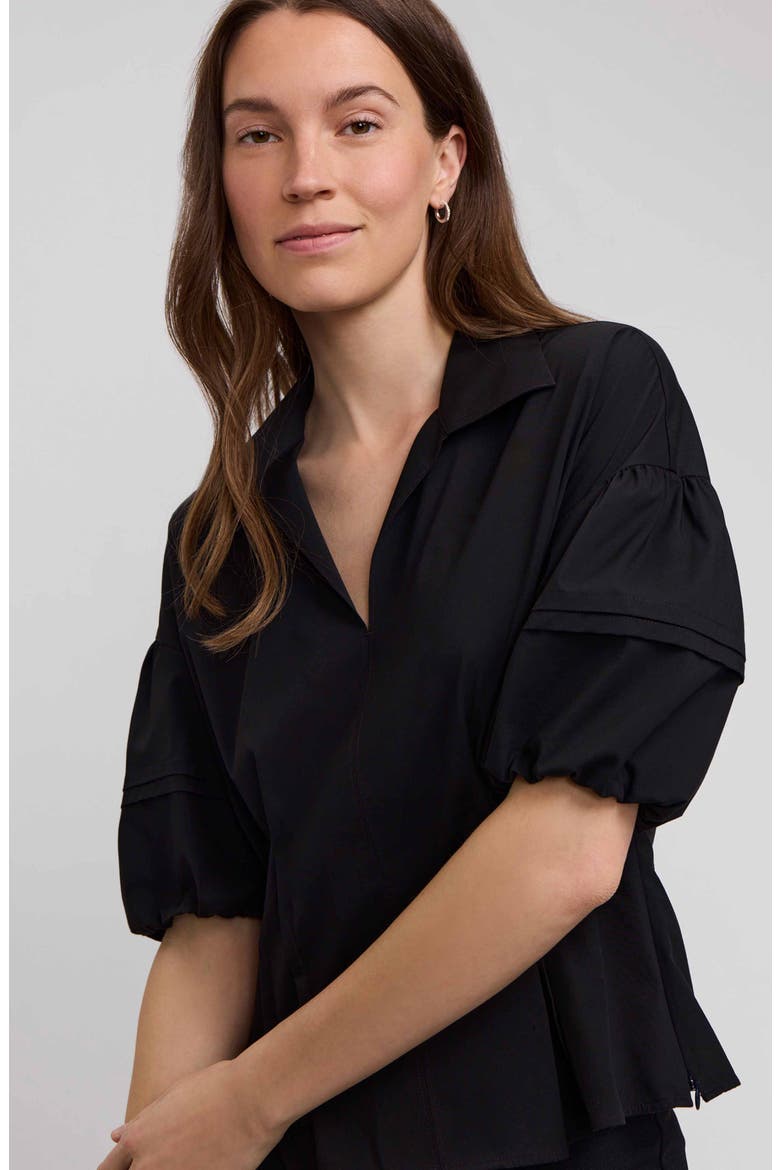 Lucia Puff Sleeve Popover Shirt, Alternate, color, BLACK
