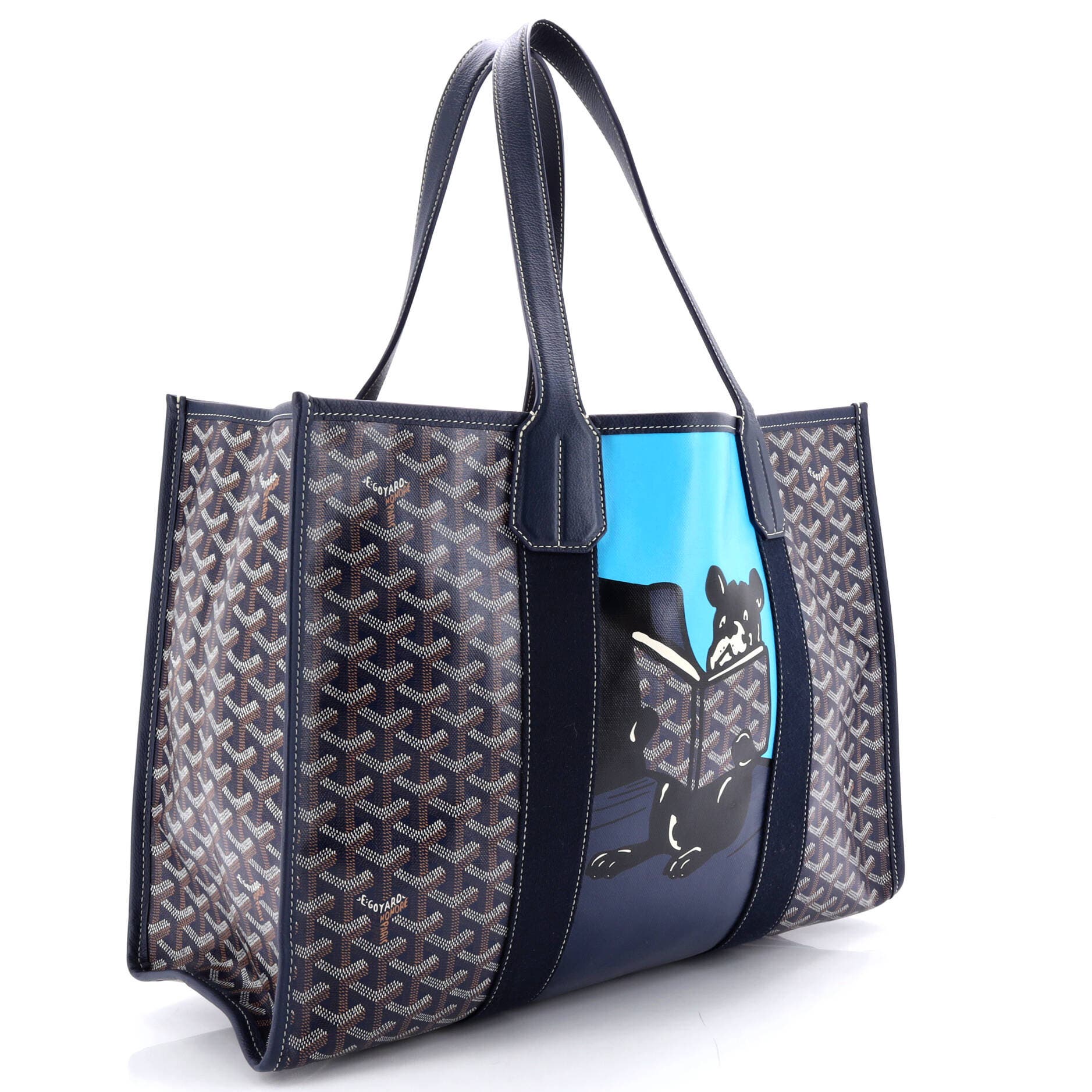 Pre-Owned Goyard Villette Tote Printed Coated Canvas MM, Alternate, color, Blue