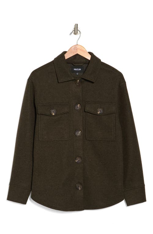 Ookie & Lala Faux Wool Shacket In Military