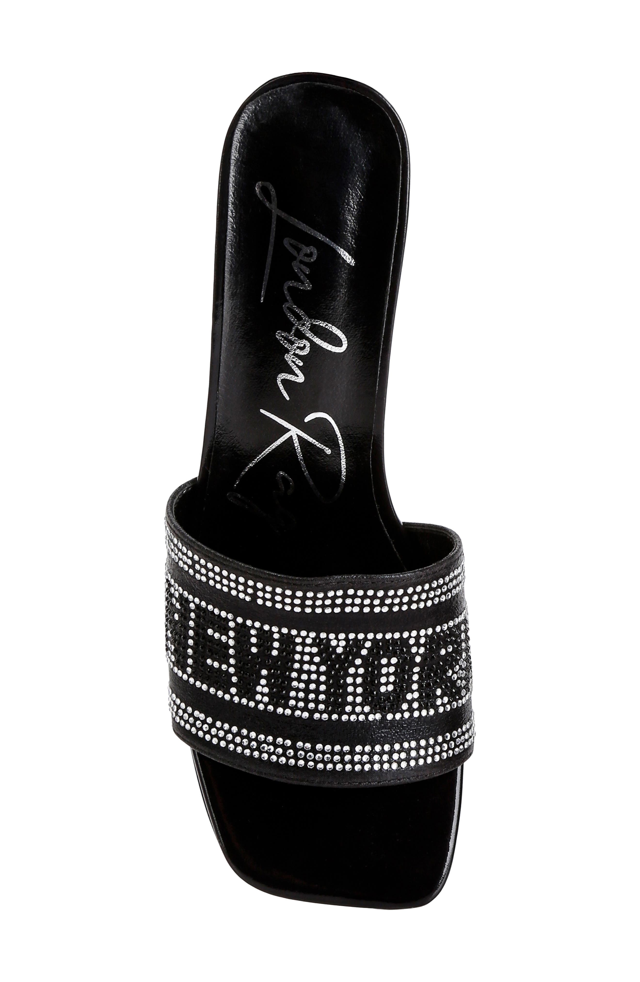 LONDON RAG Studio 55 Rhinestone Embellished Slide Sandal, Alternate, color, Black