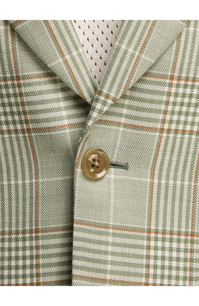 Paul Fredrick Plaid Wool Blend Single Breasted Peak Lapel Sport Coat, Alternate, color, Green