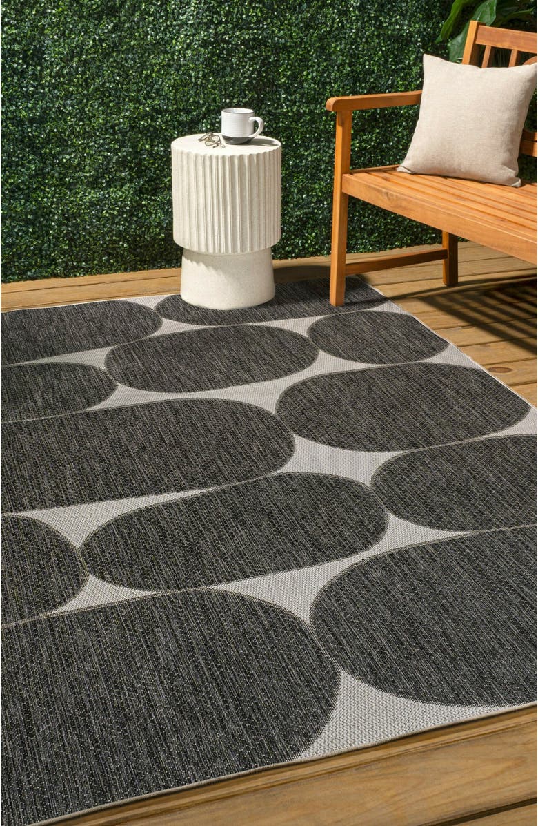 JONATHAN Y Rayna Modern Geometric Organic Shapes Indoor/Outdoor Area Rug, Alternate, color, Black/Cream