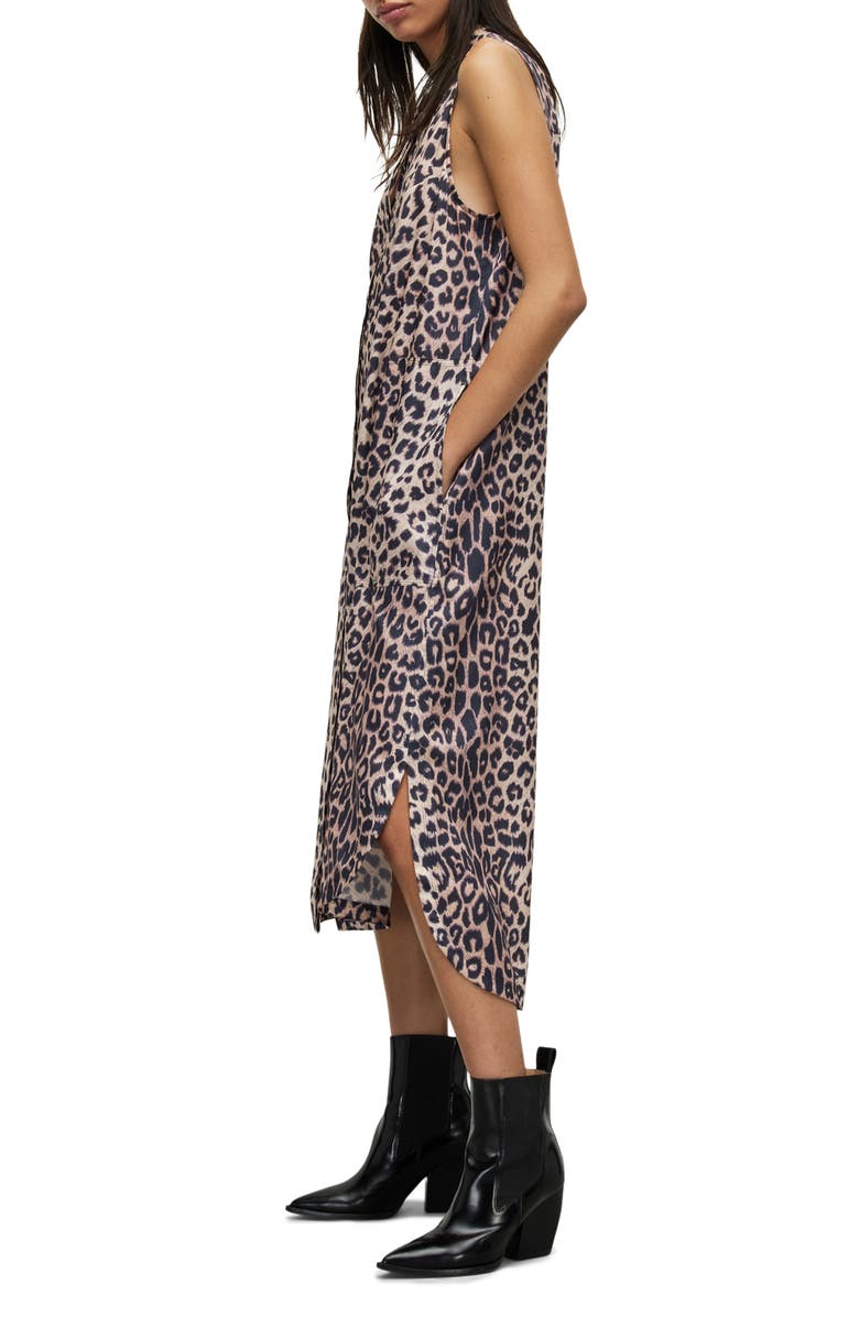 AllSaints Angelina Leopard Print Long Sleeve Sweater and Sleeveless Dress Set, Alternate, color, Black Leopard