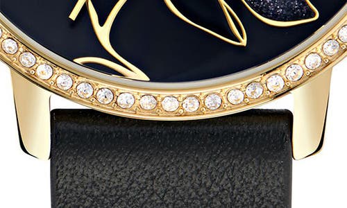 Ted Baker Floral Leather Strap Watch, 36mm In Black