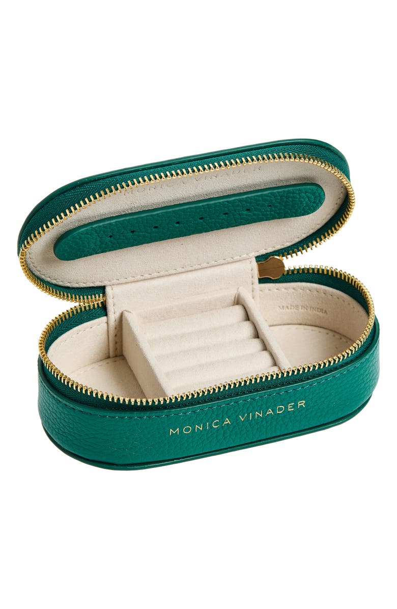 Monica Vinader Mini Leather Jewelry Case, Alternate, color, Avocado