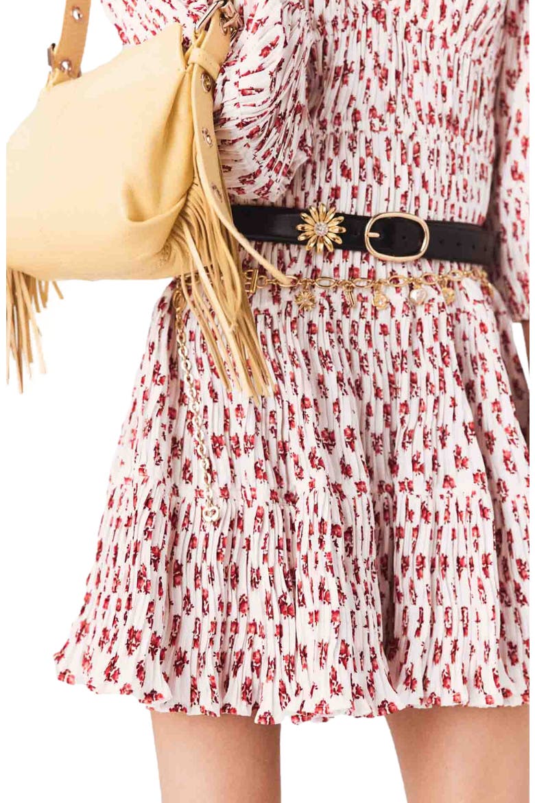 Patterned pleated dress, Alternate, color, Red small flowers print