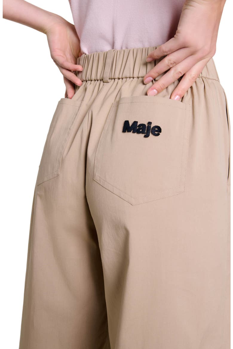 Wide-leg cotton pants, Alternate, color, Beige light