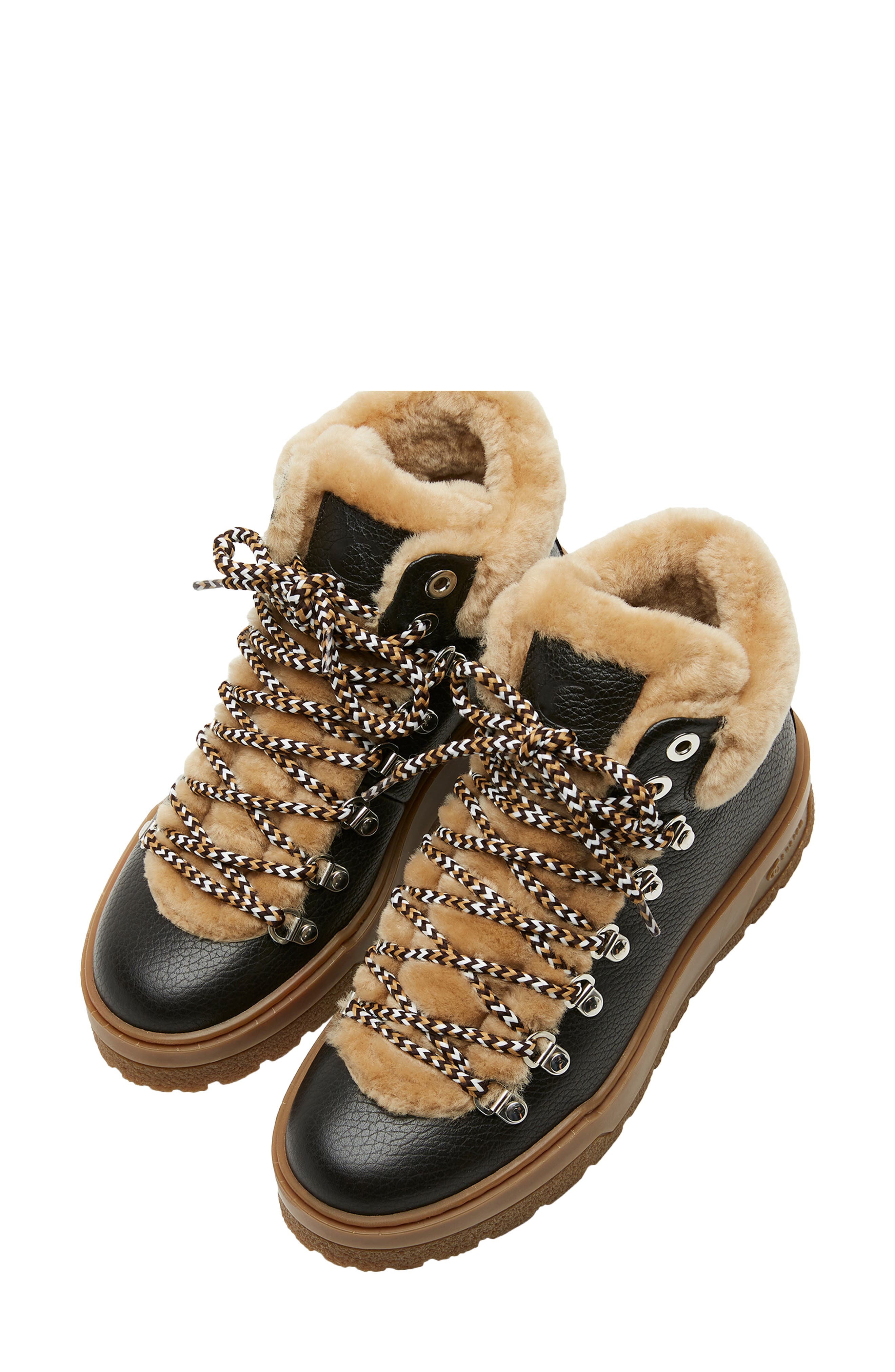 La Canadienne Lausanne Genuine Shearling Lined Waterproof Boot, Alternate, color, Brown Leather