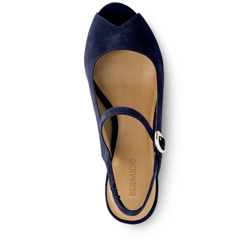 Bernardo Suede Mary Jane Peep Slingback Pumps