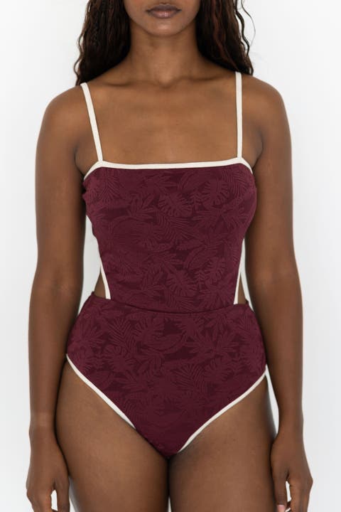 Berry Adjustable Strap One Piece Swimsuit
