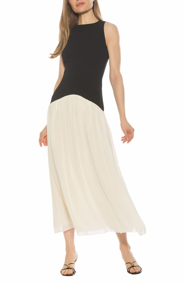 Alexia Admor Dorian Halter Neck Midi Dress, Main, color, Black/ White