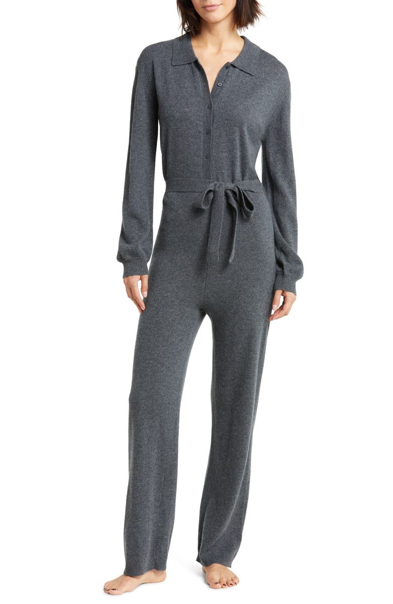 Nordstrom Tie Waist Cashmere Jumpsuit, Main, color, 