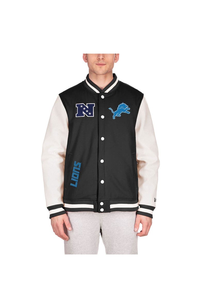 New Era Men's New Era  Black Detroit Lions Third Down Varsity Full-Snap Jacket, Alternate, color, 
