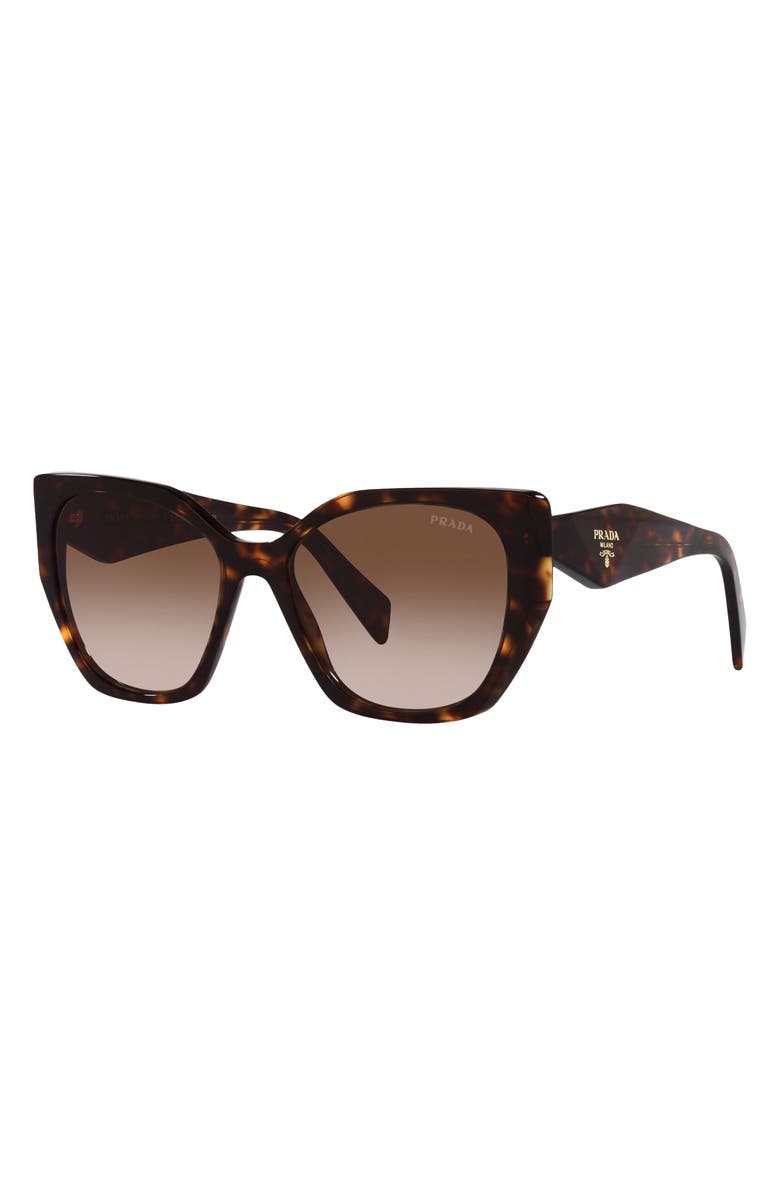 Prada 56mm Gradient Rectangular Sunglasses, Alternate, color, Tortoise