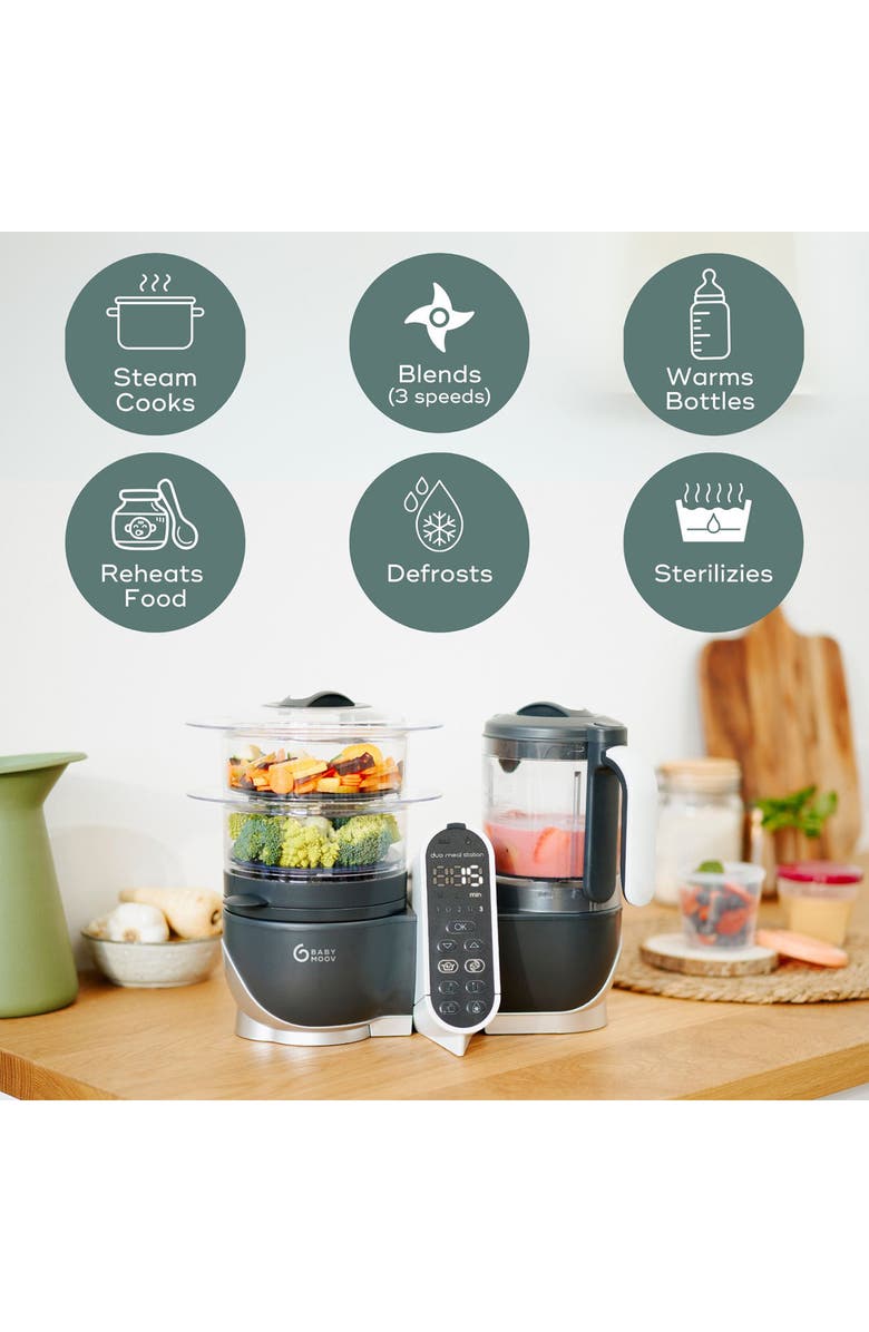 Babymoov Duo Meal Station Food Maker 6-in-1 Food Processor, Alternate, color, Industrial Grey