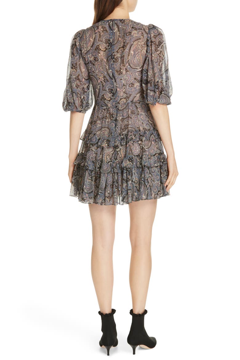 Slene Paisley Dress, Alternate, color, BLEU COMBO