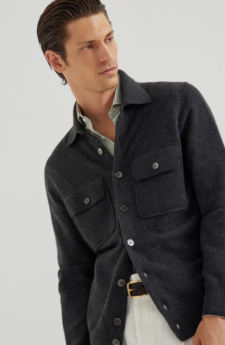 Brunello Cucinelli Spread collar shirt, Alternate, color, Khaki