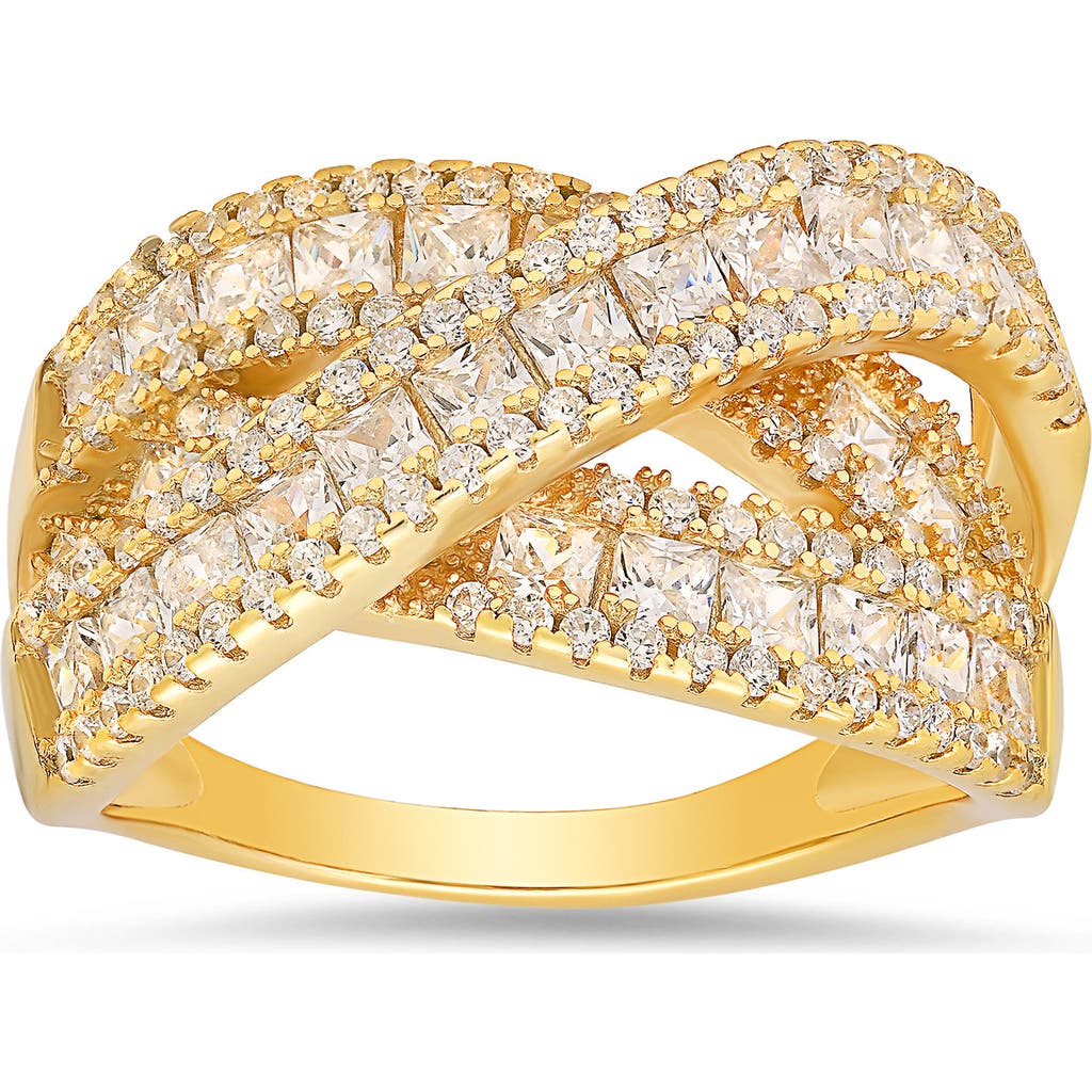Queen Jewels Crossover Highway Cubic Zirconia Ring In Gold