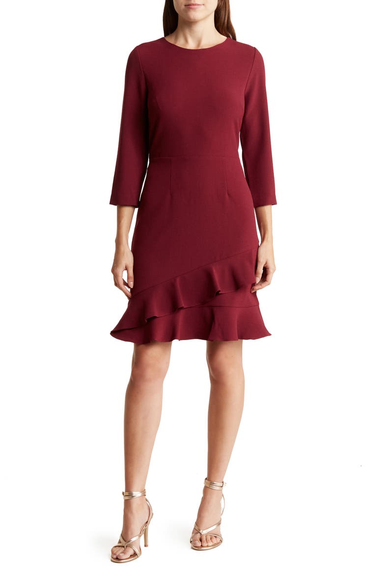 Ruffle Hem Sheath Dress, Main, color, WINE