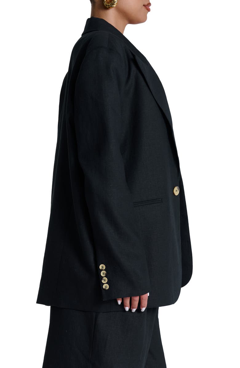 Naked Wardrobe Oversize Linen Blazer, Alternate, color, Black
