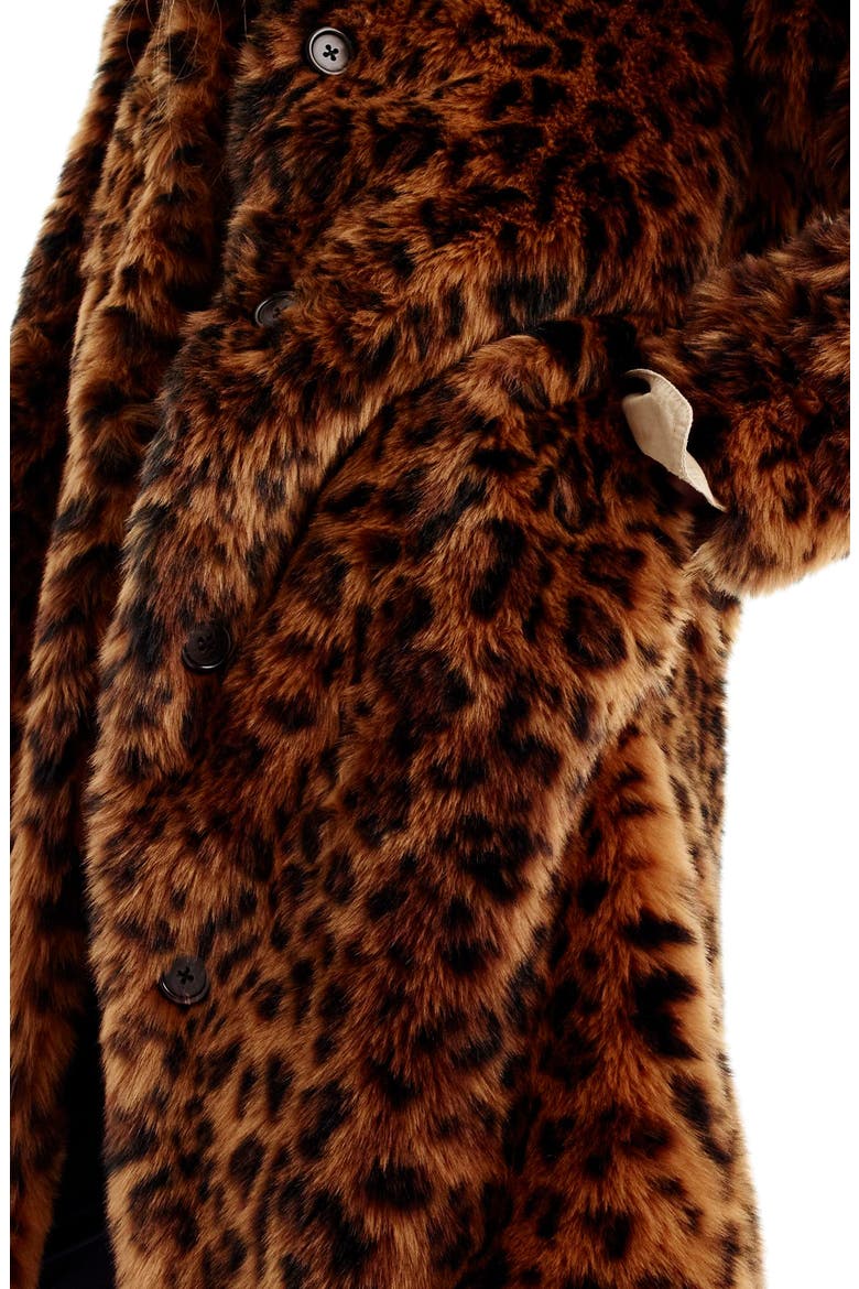 Leopard Print Faux Fur Coat, Alternate, color, LEOPARD