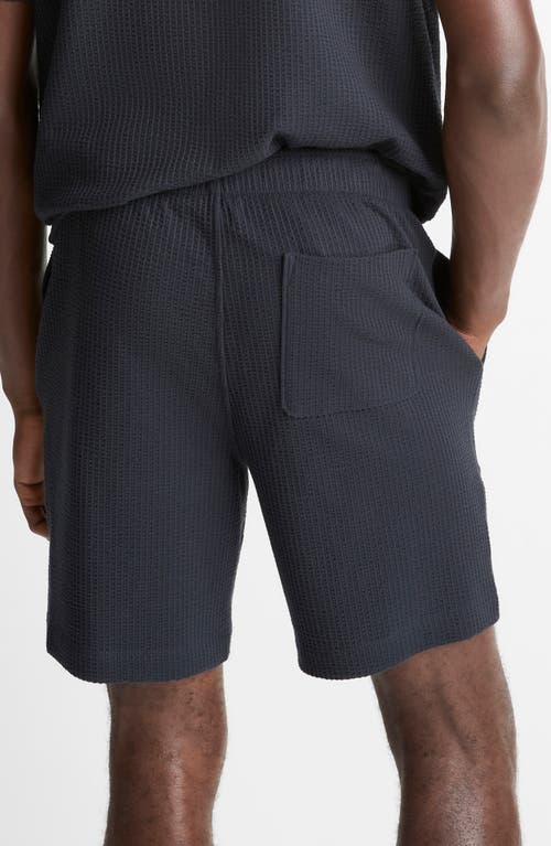 Vince Stretch Cotton Seersucker Shorts In Blue