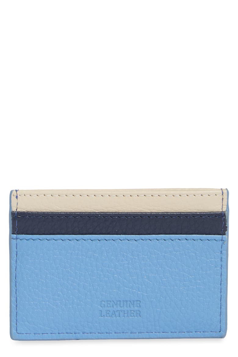 Margot Leather Card Case, Main, color, NAVY MISTYBLUE PARCHMENT